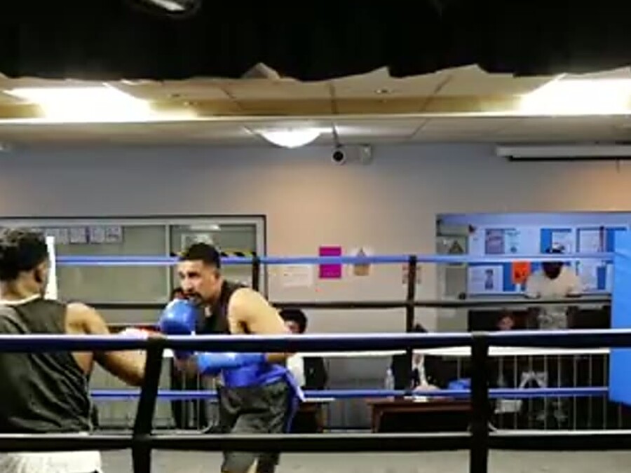 Olamide Doherty boxing in an amateur contest at the Royal Resistance Home Show